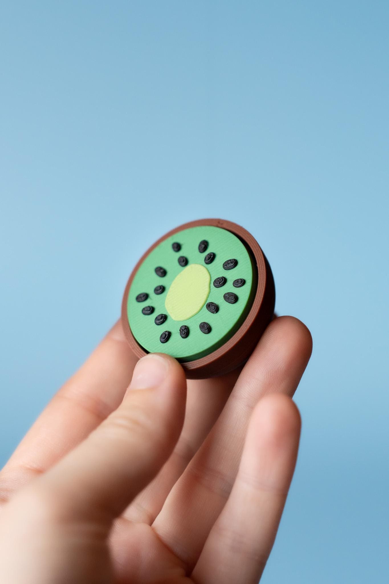 Kiwi Fruit Textured Fidget Clicker with Wrist Strap or Keychain