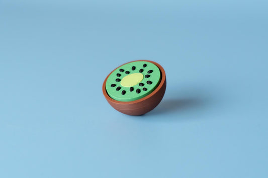 Kiwi Fruit Textured Fidget Clicker with Wrist Strap or Keychain