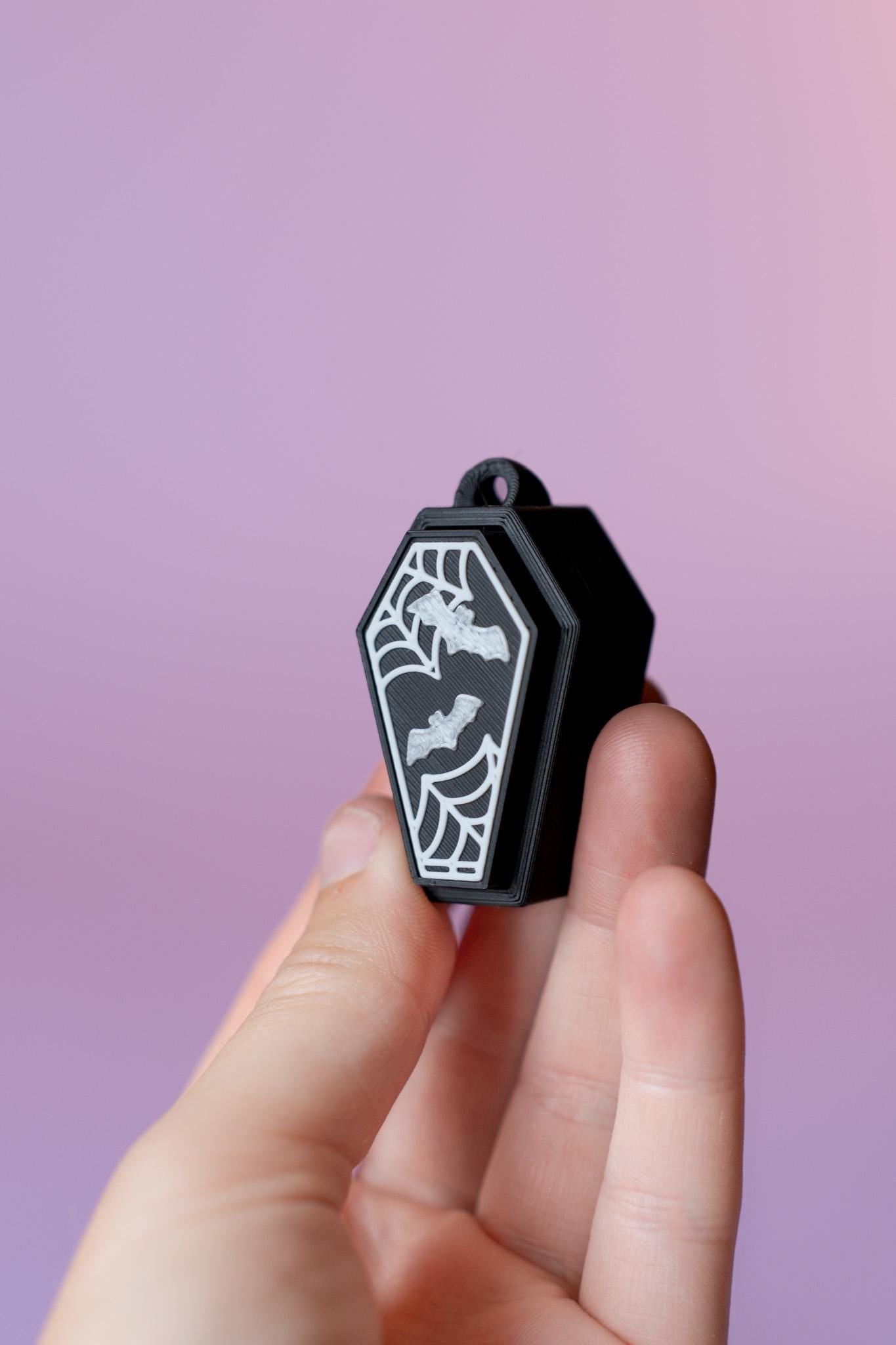 Coffin Spooky Halloween Fidget Clickers with Wrist Strap or Keychain