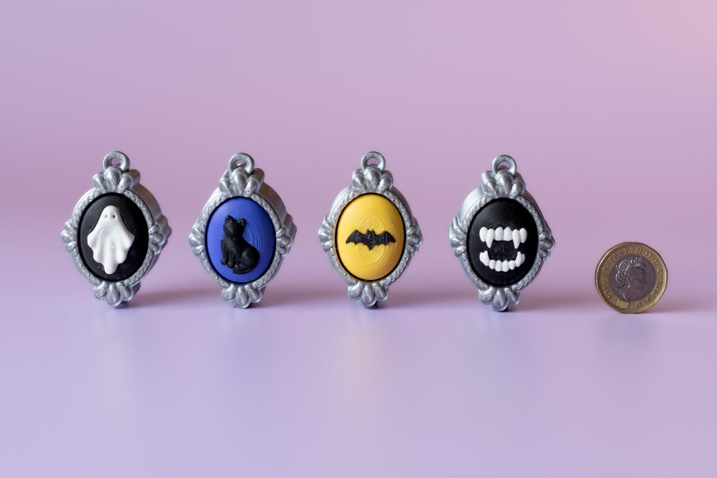 Antique Frames Spooky Halloween Fidget Clickers with Wrist Strap or Keychain