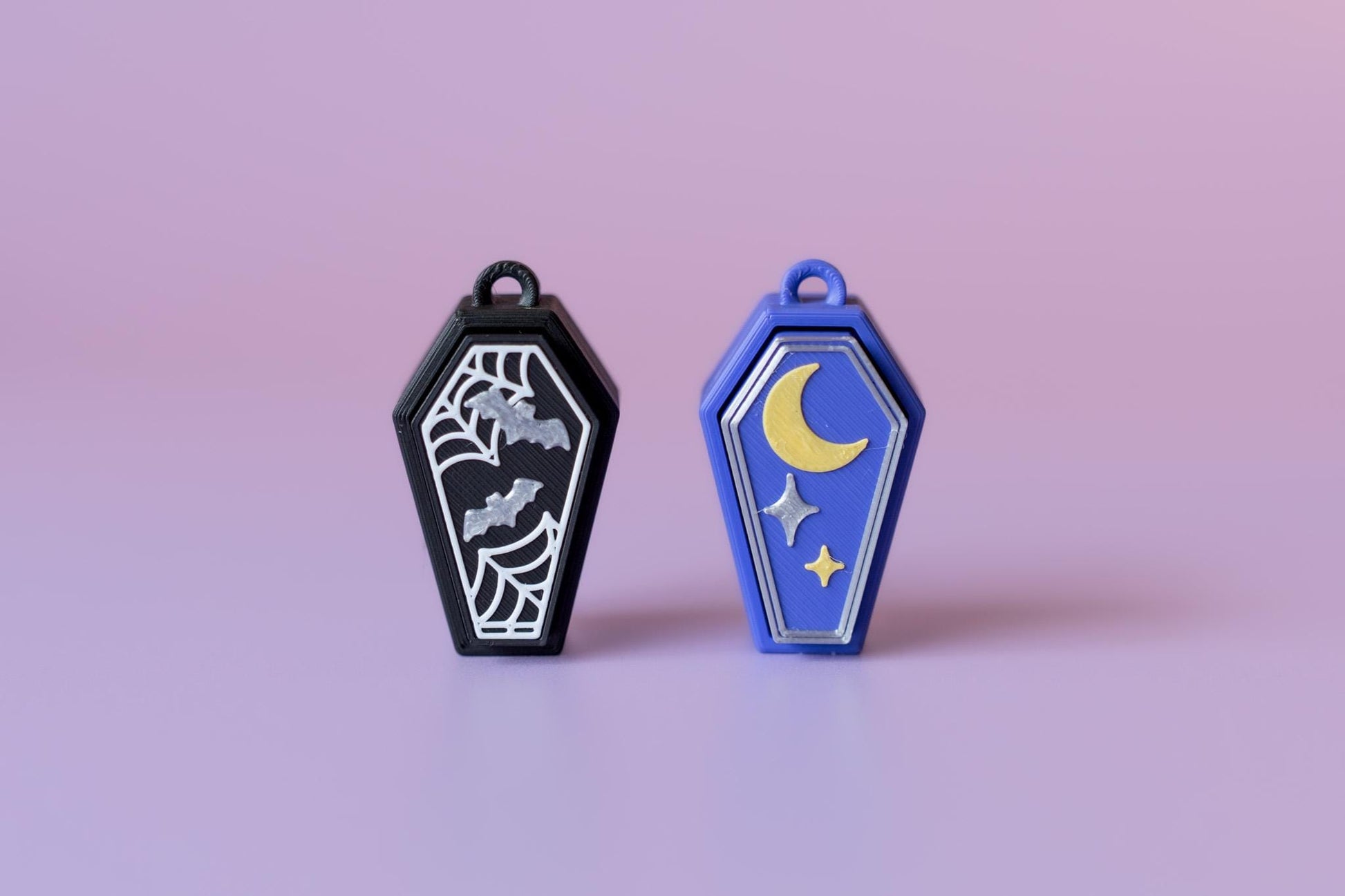 Coffin Spooky Halloween Fidget Clickers with Wrist Strap or Keychain