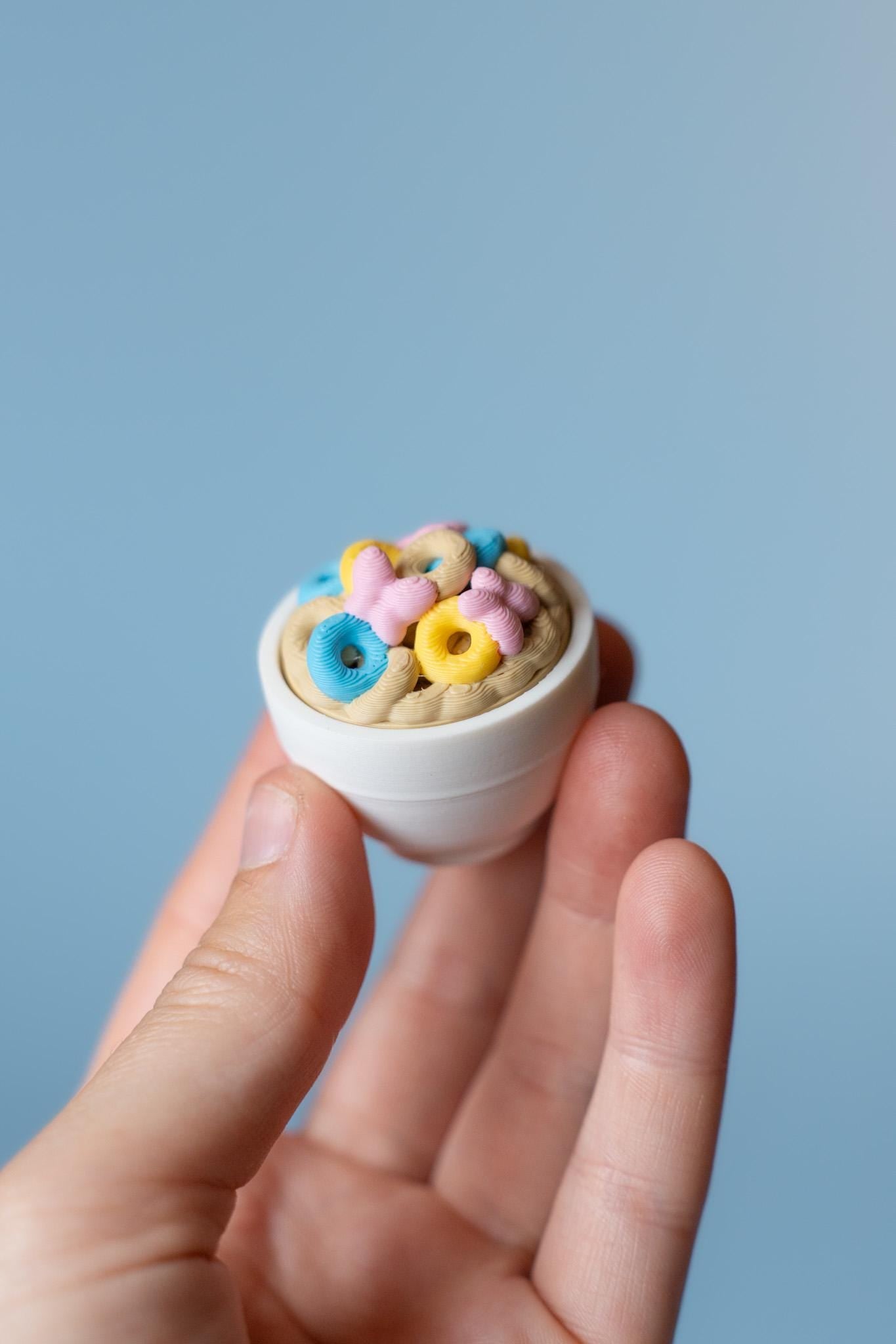 Cereal Bowl Fidget Clicker with Wrist Strap or Keychain