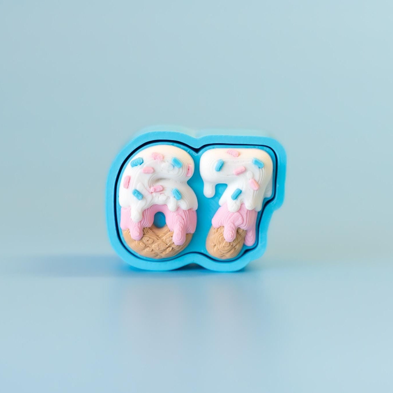 67 Meme Ice Cream & Sprinkles Design Novelty Fidget Clicker with Wrist Strap or Keychain