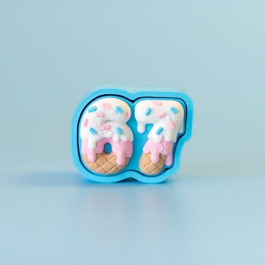 67 Meme Ice Cream & Sprinkles Design Novelty Fidget Clicker with Wrist Strap or Keychain