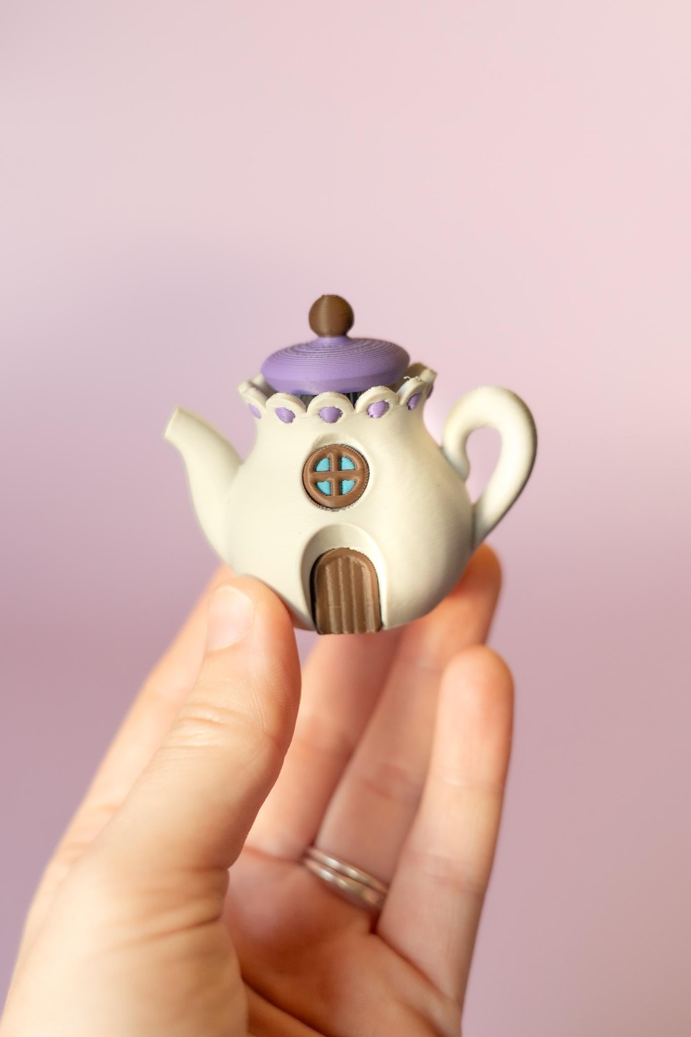 Teapot Cottage Fidget Clicker with Wrist Strap or Keychain