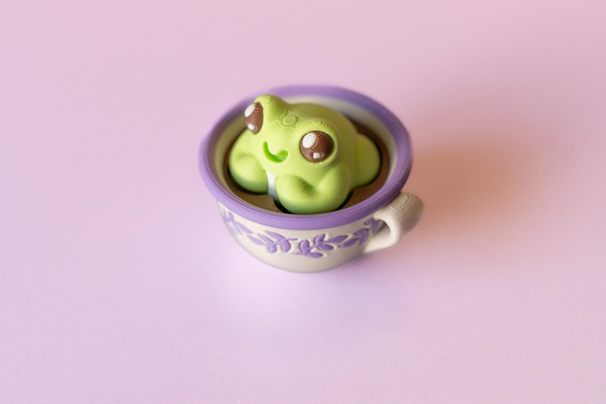 Frog in Teacup Fidget Clicker with Wrist Strap or Keychain