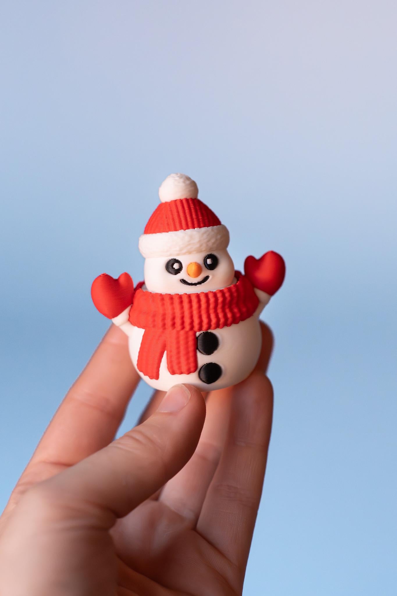Snowman Festive Fidget Clicker with Wrist Strap or Keychain