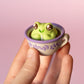 Frog in Teacup Fidget Clicker with Wrist Strap or Keychain