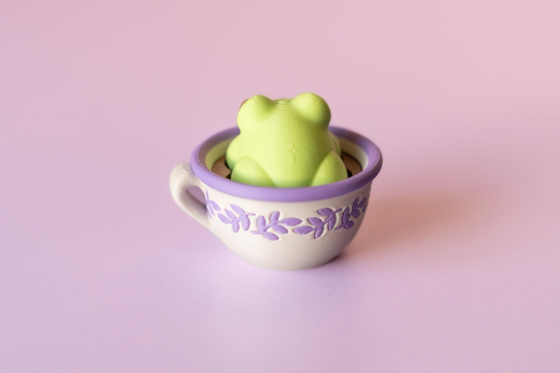Frog in Teacup Fidget Clicker with Wrist Strap or Keychain
