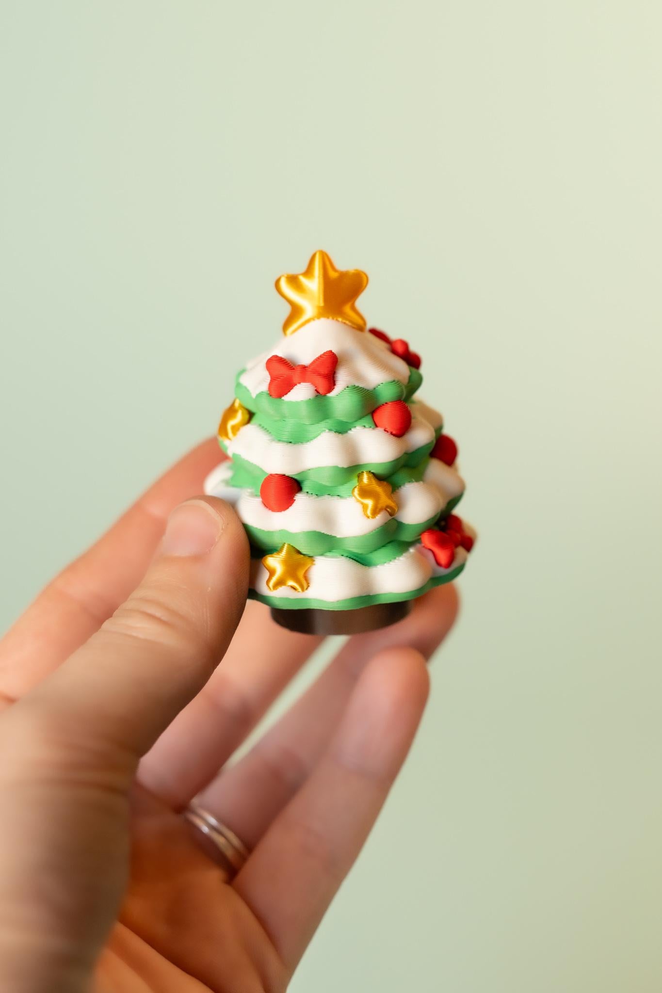 Christmas Tree Festive Fidget Clicker with Wrist Strap or Keychain