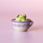 Frog in Teacup Fidget Clicker with Wrist Strap or Keychain
