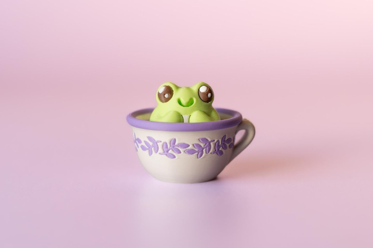 Frog in Teacup Fidget Clicker with Wrist Strap or Keychain