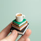 Stack of Books with Mug Fidget Clicker with Wrist Strap or Keychain