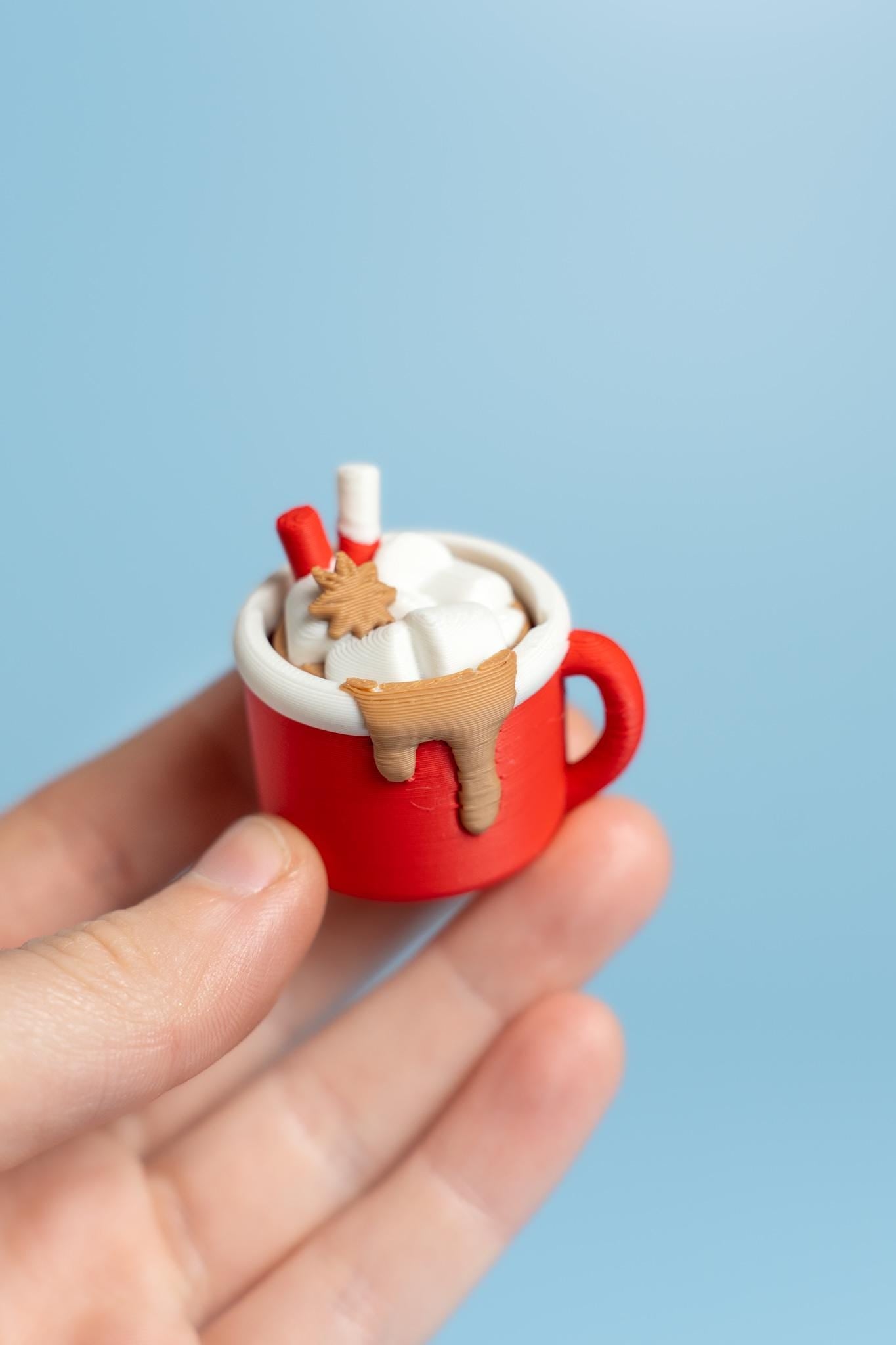 Hot Chocolate & Marshmallows Fidget Clicker with Wrist Strap or Keychain
