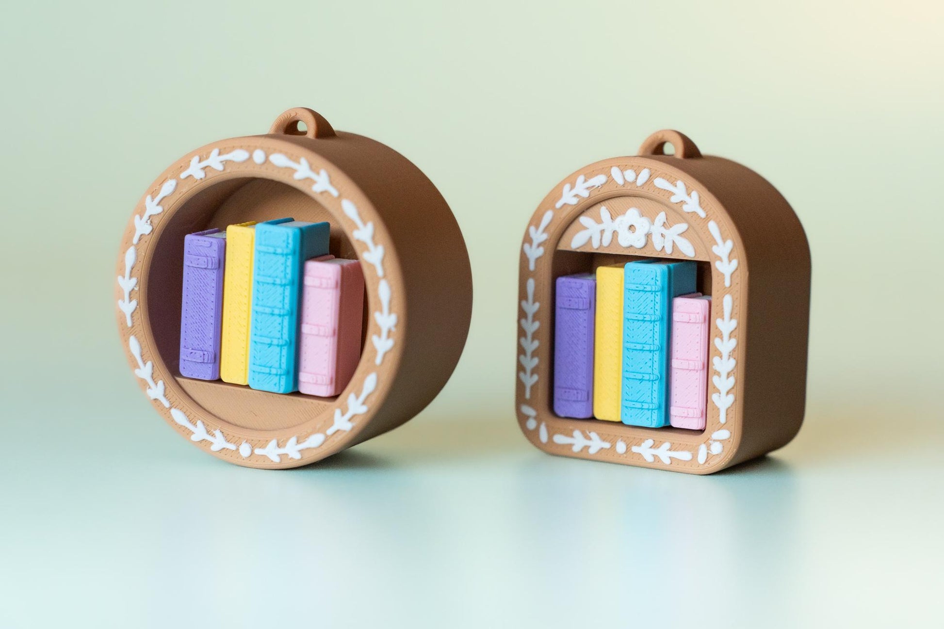 Mini Book Nook with Books Feature Fidget Clicker with Wrist Strap or Keychain