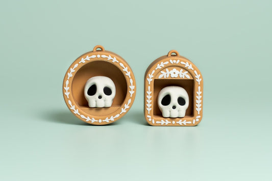 Mini Book Nook with Skull Feature Fidget Clicker with Wrist Strap or Keychain