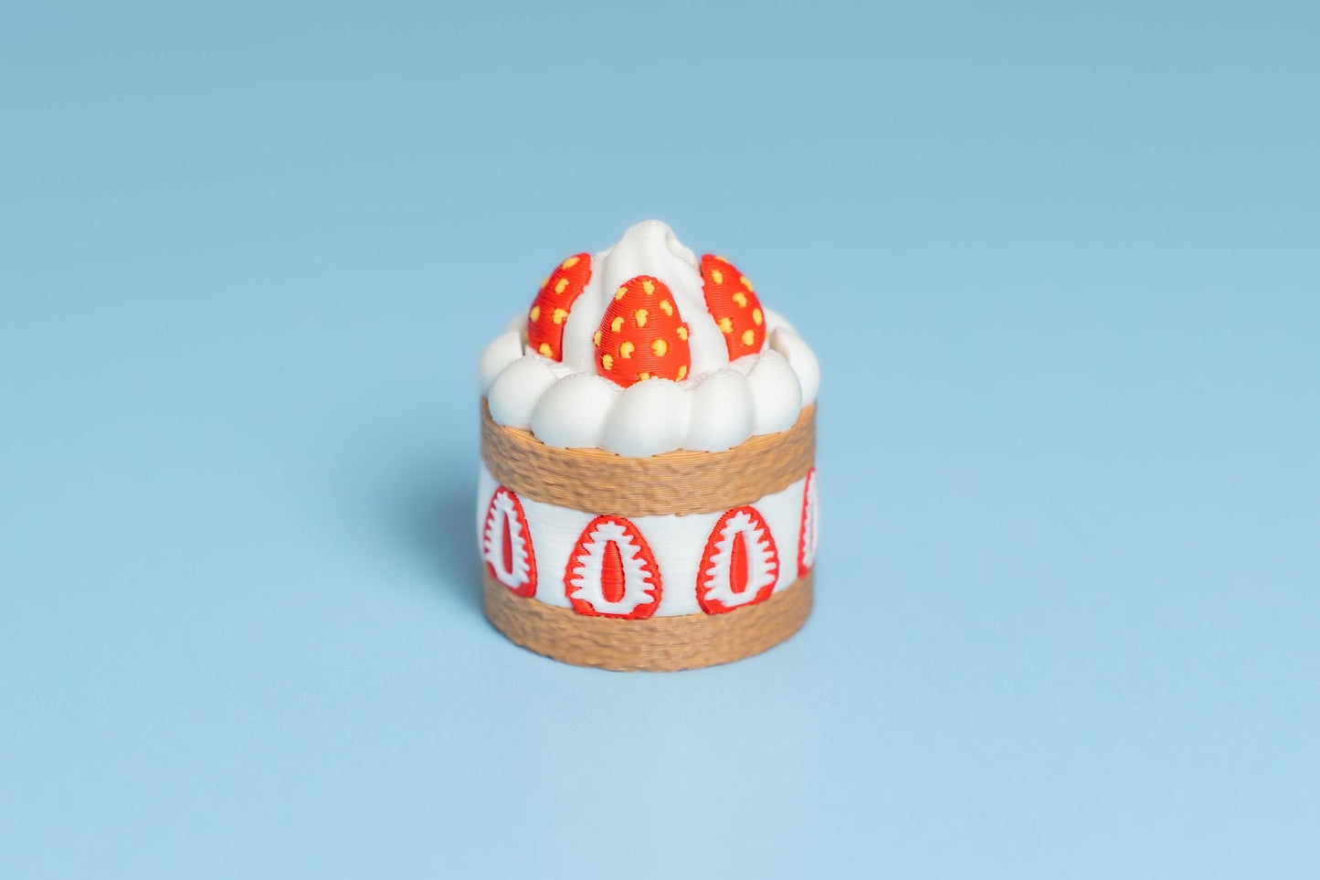 Strawberry Slice Cake Fidget Clicker with Wrist Strap or Keychain