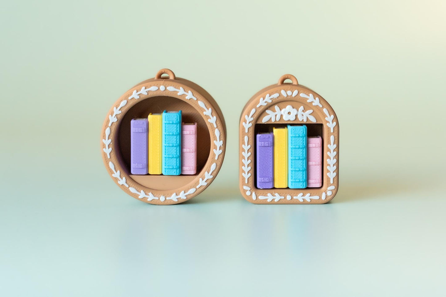 Mini Book Nook with Books Feature Fidget Clicker with Wrist Strap or Keychain