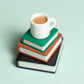 Stack of Books with Mug Fidget Clicker with Wrist Strap or Keychain