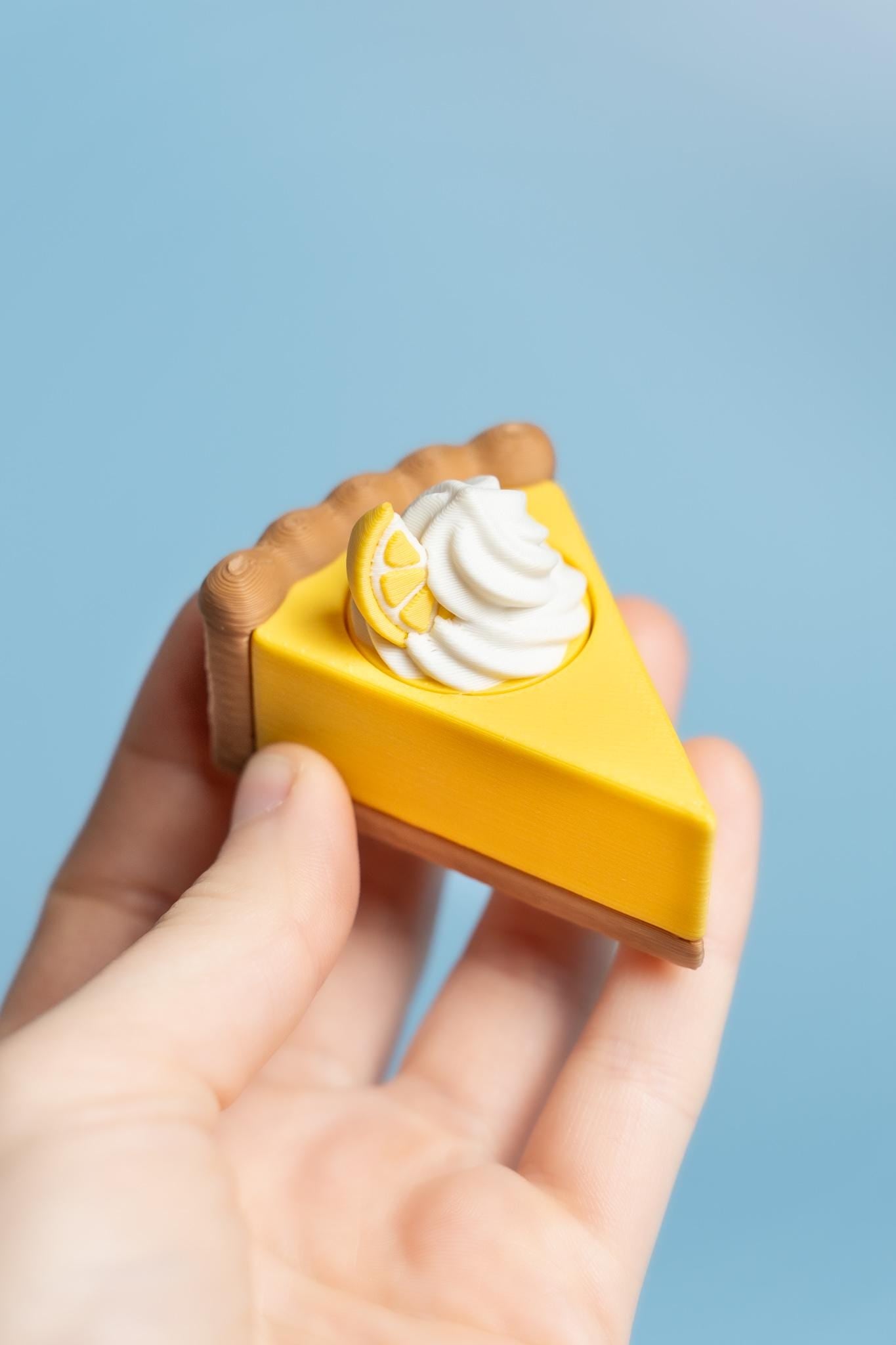 Lemon Cheesecake Slice Fidget Clicker with Wrist Strap or Keychain