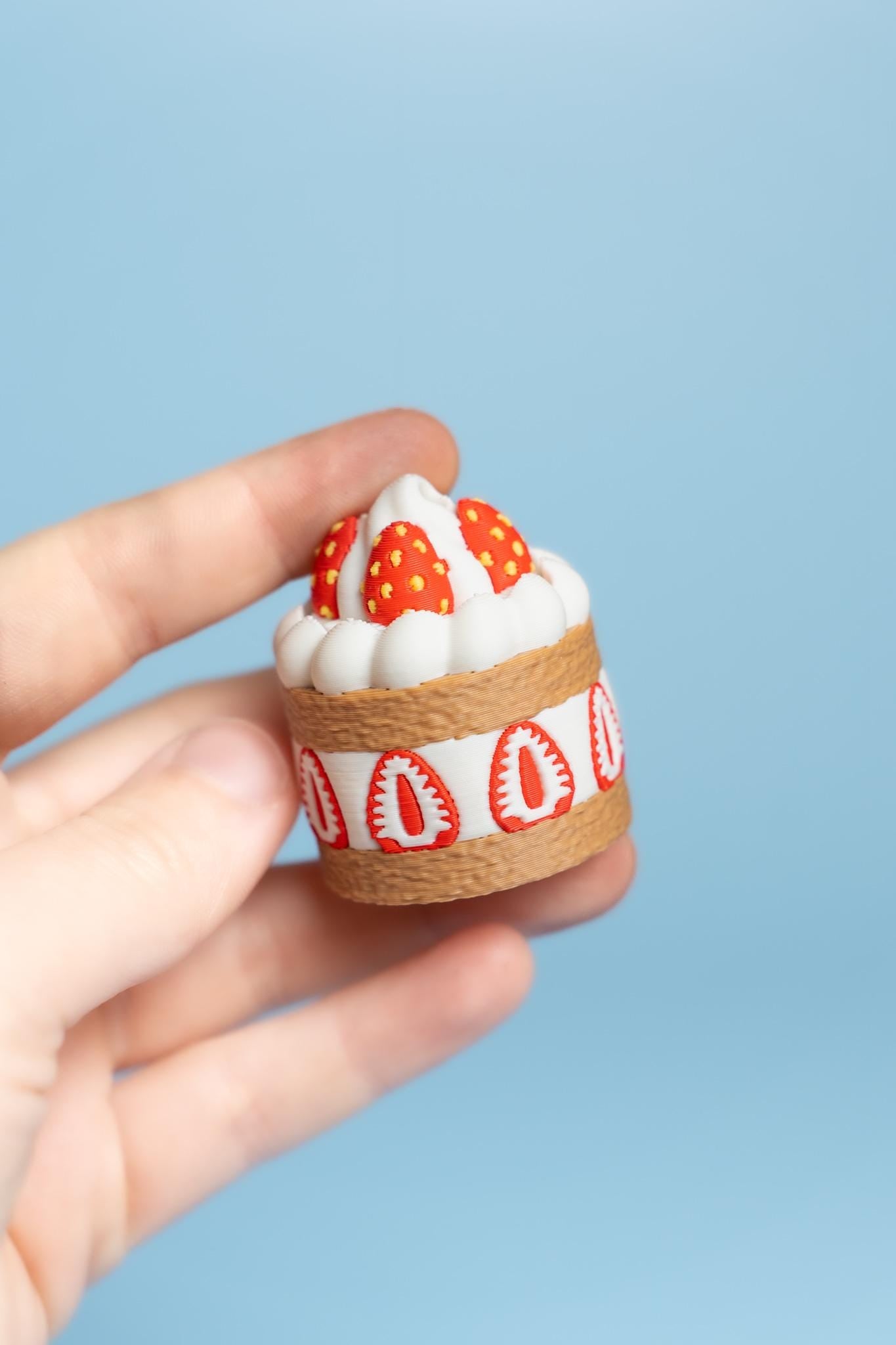 Strawberry Slice Cake Fidget Clicker with Wrist Strap or Keychain
