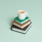 Stack of Books with Mug Fidget Clicker with Wrist Strap or Keychain
