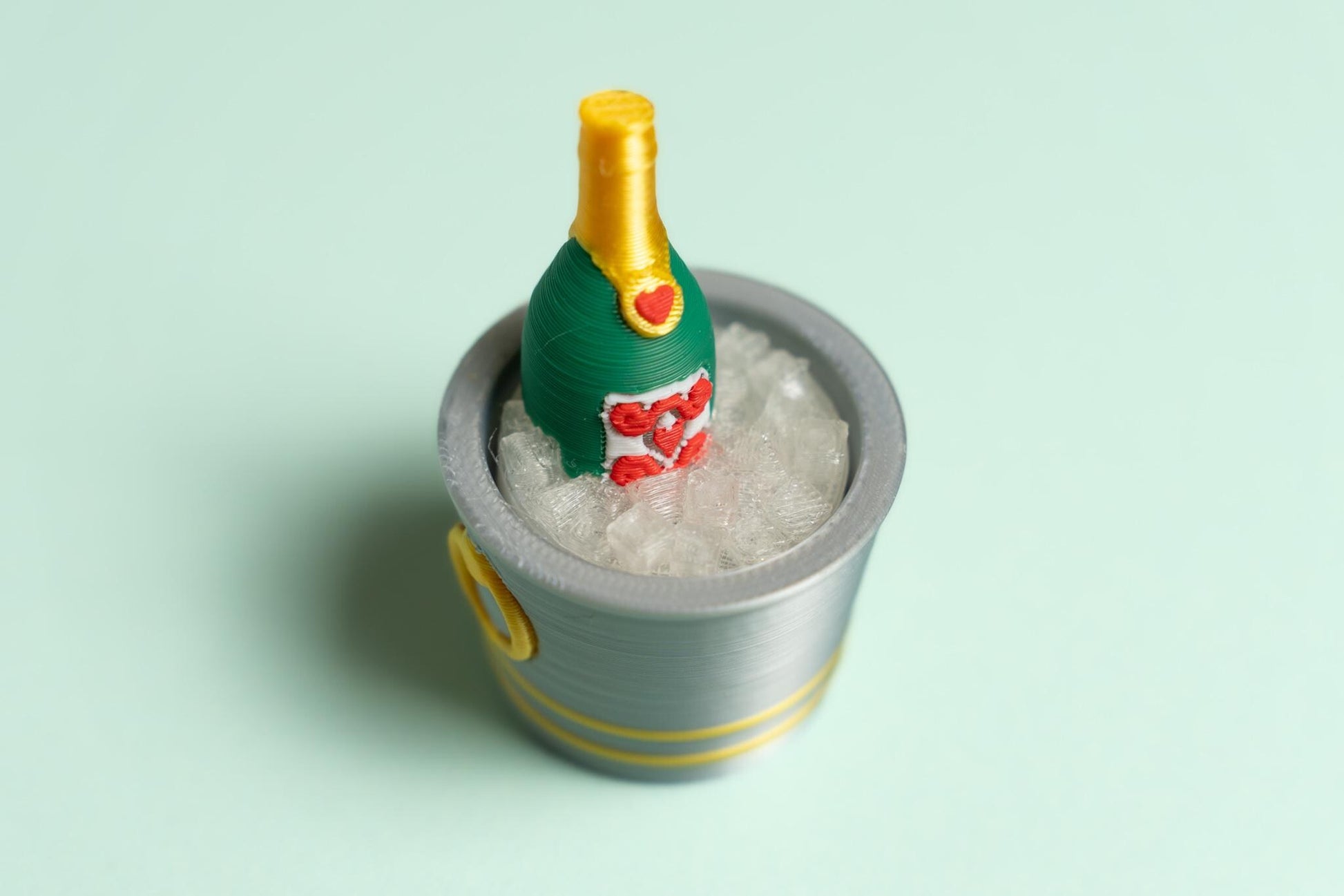 Wine Bucket with Ice Valentines Fidget Clicker with Wrist Strap or Keychain