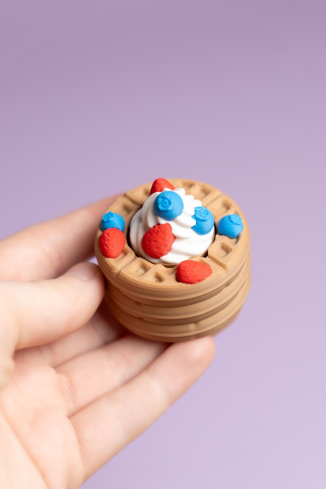 Waffle Stack with Fruit & Whipped Cream Fidget Clicker with Wrist Strap or Keychain