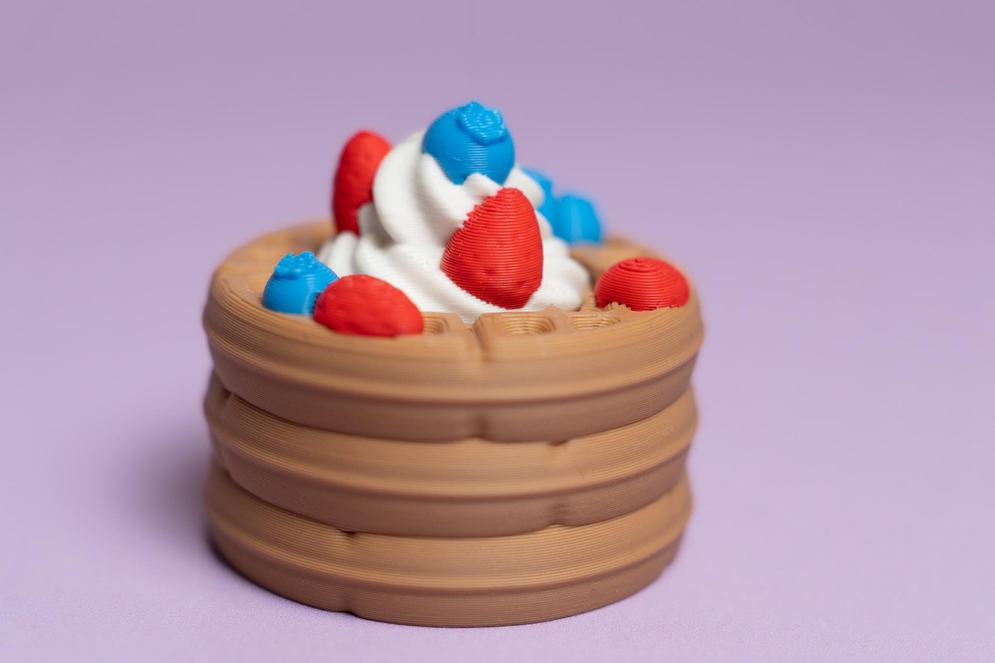 Waffle Stack with Fruit & Whipped Cream Fidget Clicker with Wrist Strap or Keychain