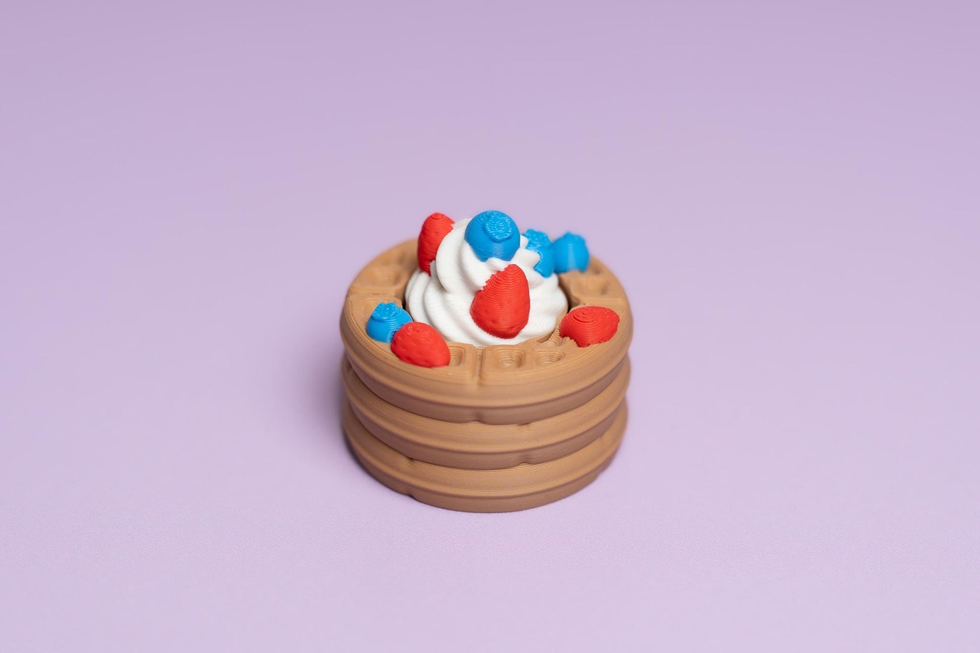 Waffle Stack with Fruit & Whipped Cream Fidget Clicker with Wrist Strap or Keychain