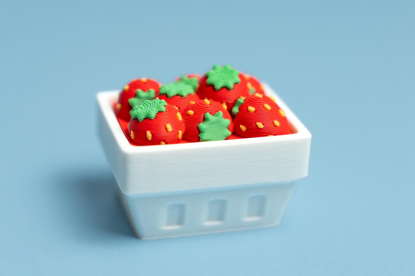 Punnet of Strawberries Fidget Clicker with Wrist Strap or Keychain