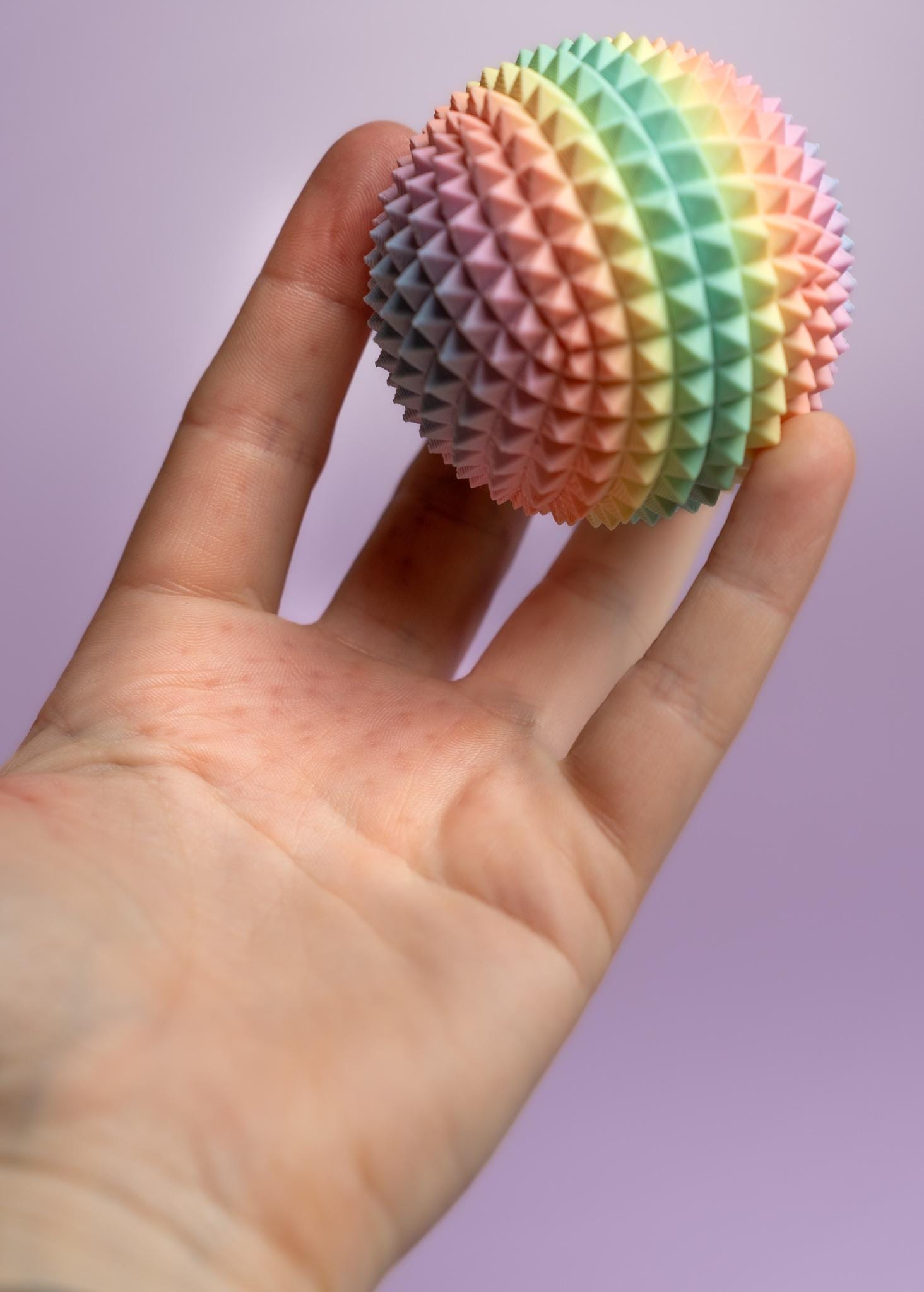 Spiked Sensory Rainbow Fidget Sphere - Palm Sized Sensory Stim Tool