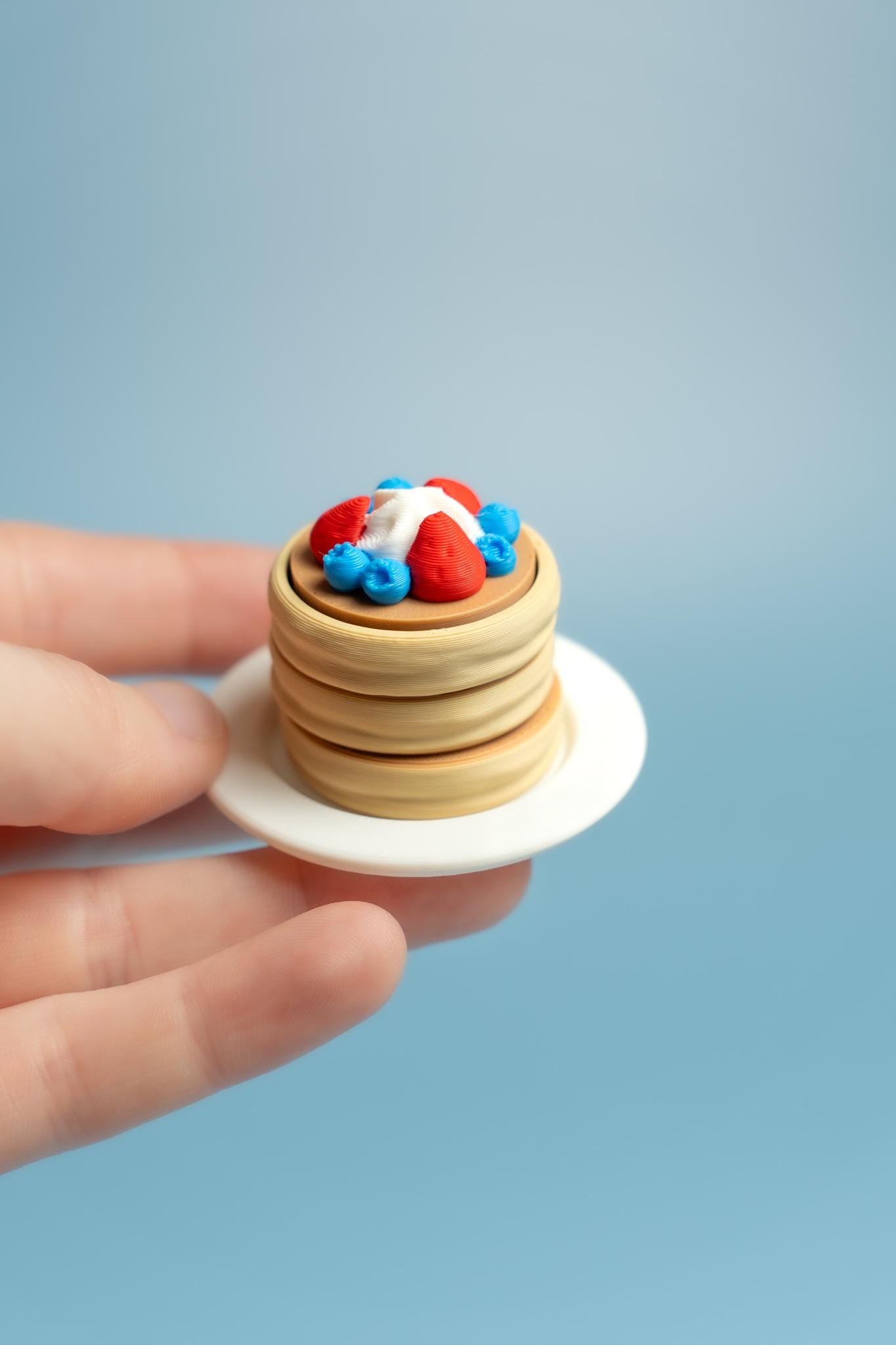 Soufflé Pancake Stack with Fruit & Cream Fidget Clicker with Wrist Strap or Keychain