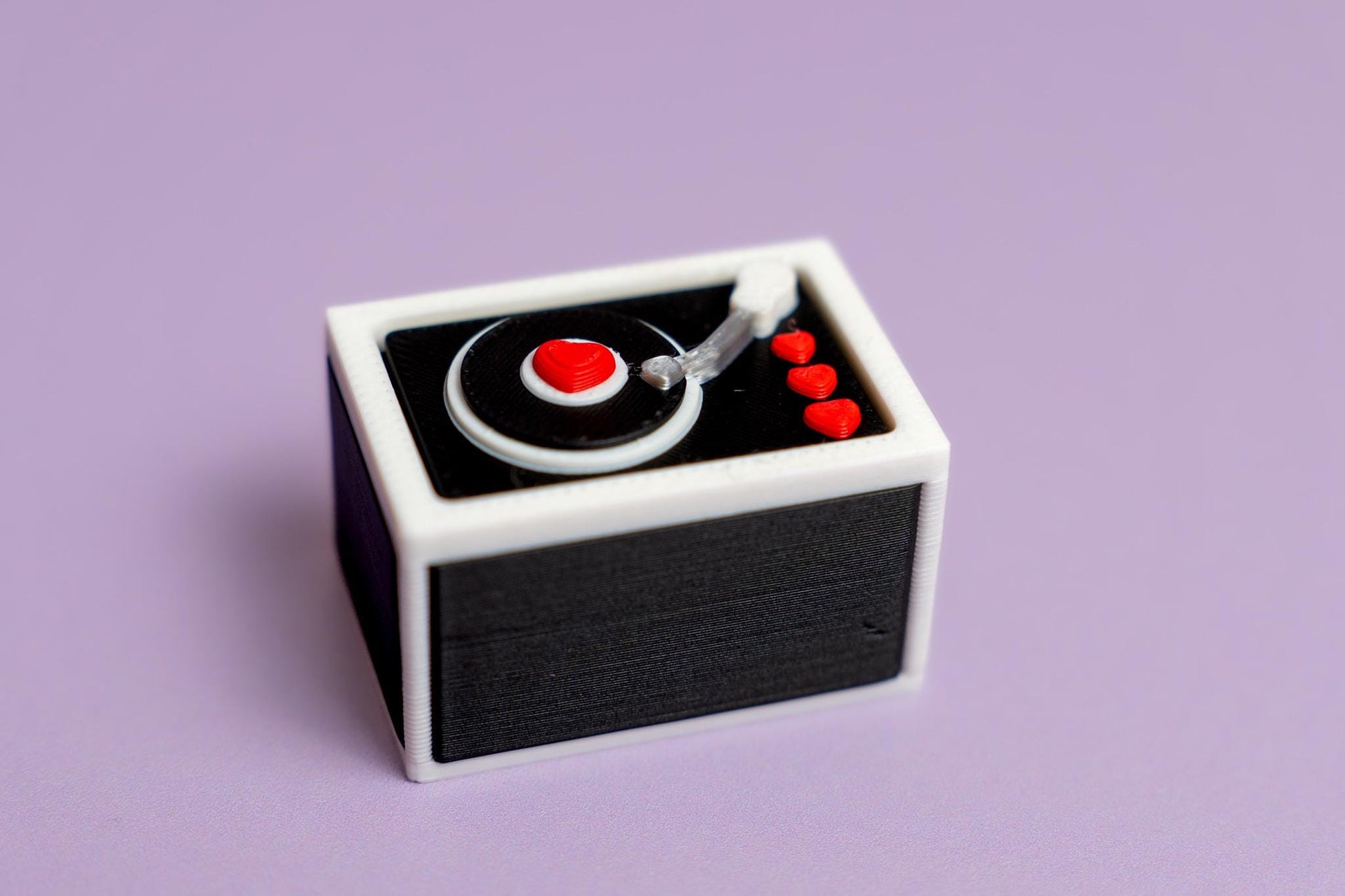 Vinyl Record Box with Hearts Valentines Fidget Clicker with Keychain or Wrist Strap