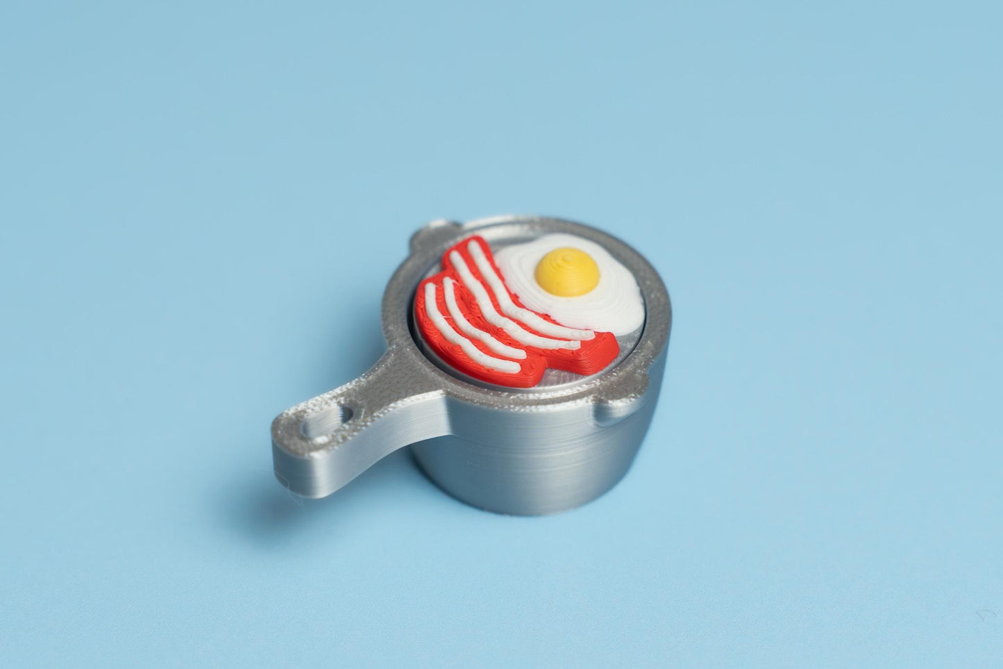 Egg & Bacon in Frying Pan Fidget Clicker with Wrist Strap or Keychain