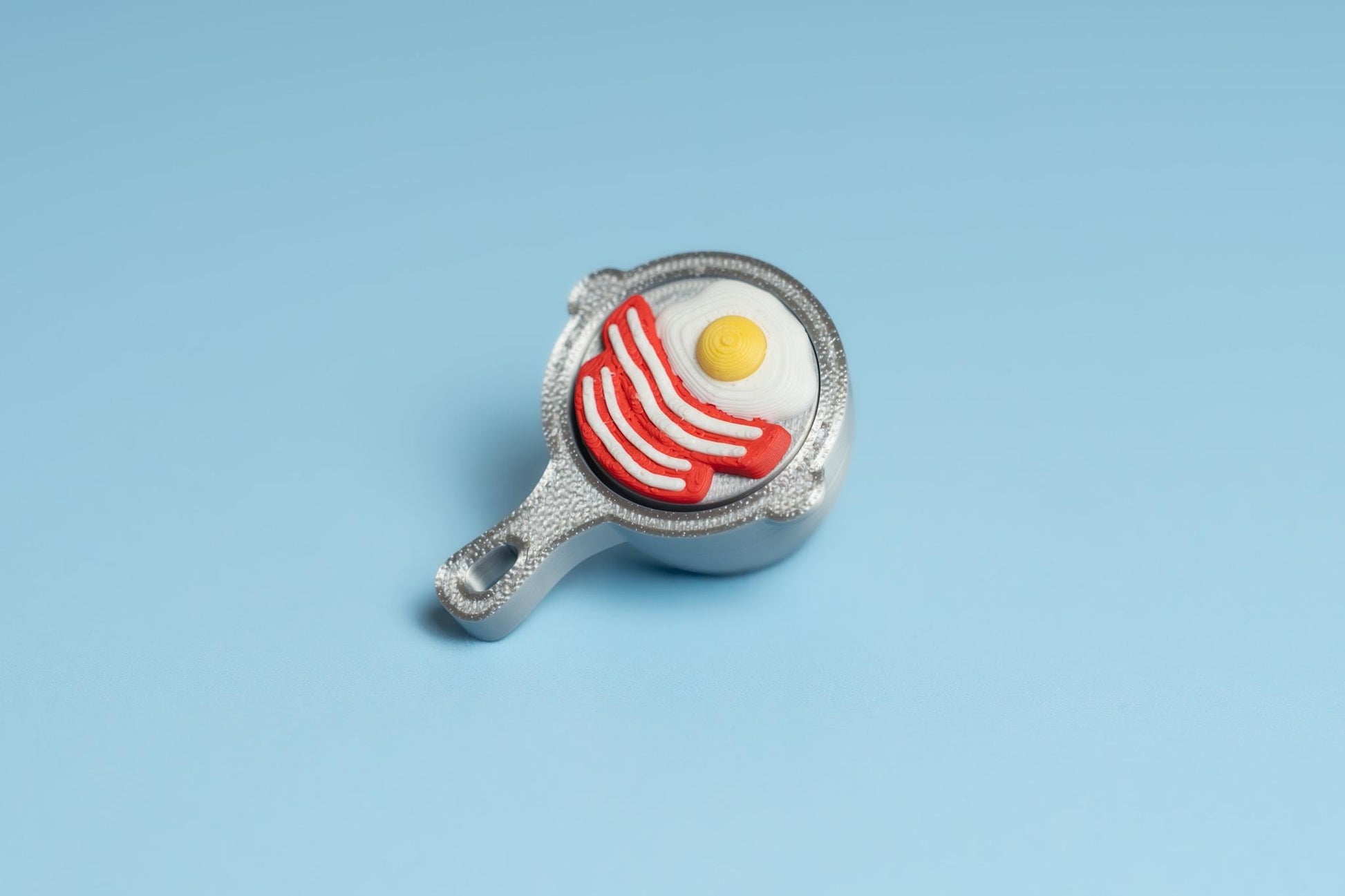 Egg & Bacon in Frying Pan Fidget Clicker with Wrist Strap or Keychain