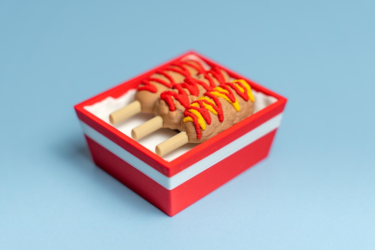 Tray of Corndogs Fidget Clicker with Wrist Strap or Keychain