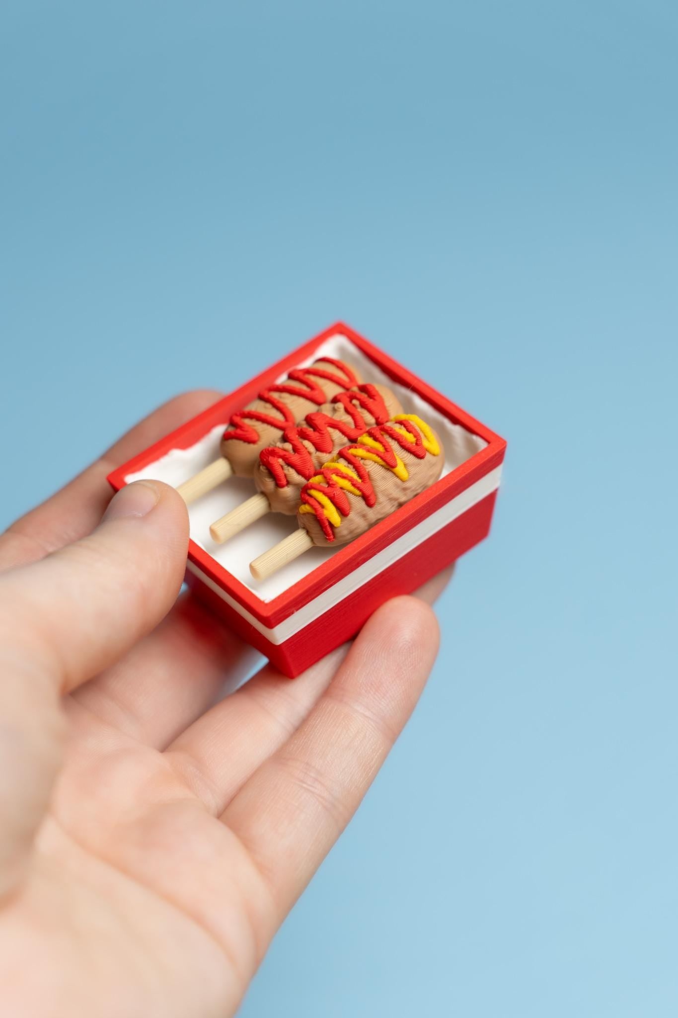 Tray of Corndogs Fidget Clicker with Wrist Strap or Keychain