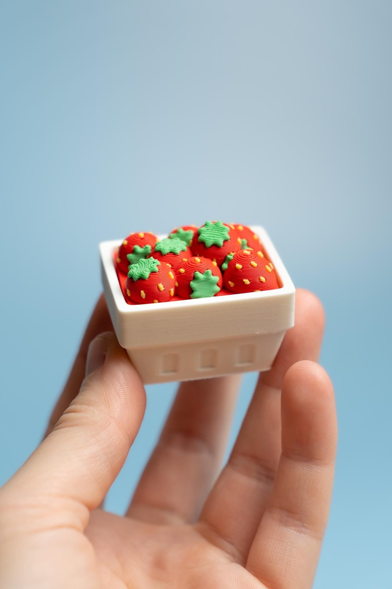 Punnet of Strawberries Fidget Clicker with Wrist Strap or Keychain