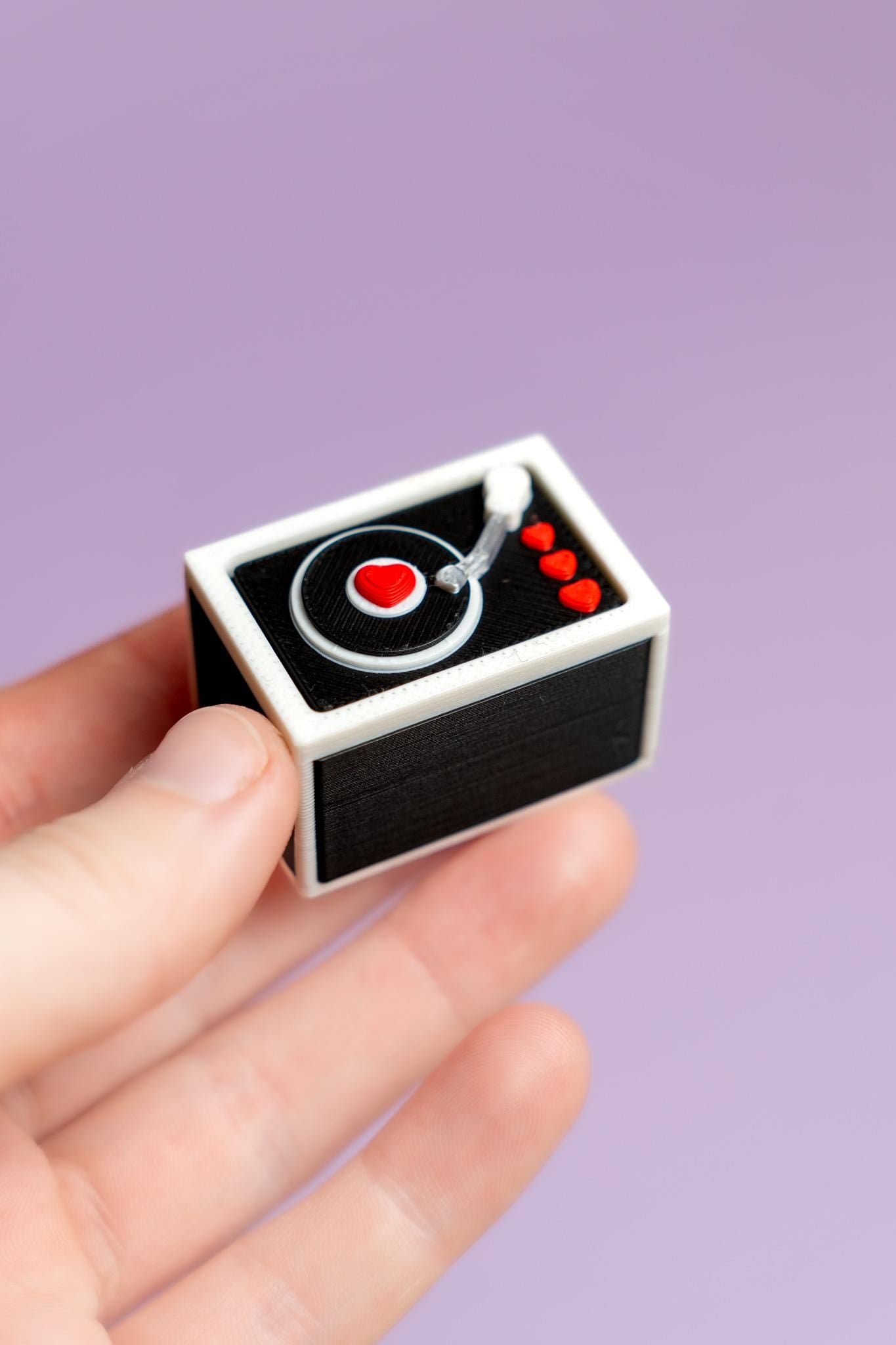 Vinyl Record Box with Hearts Valentines Fidget Clicker with Keychain or Wrist Strap
