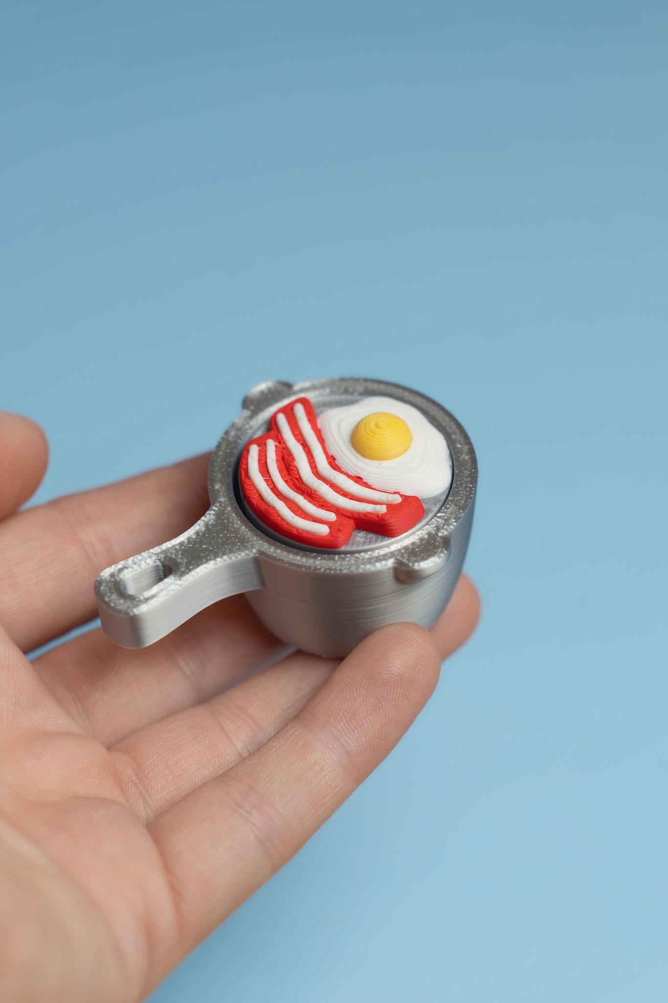 Egg & Bacon in Frying Pan Fidget Clicker with Wrist Strap or Keychain