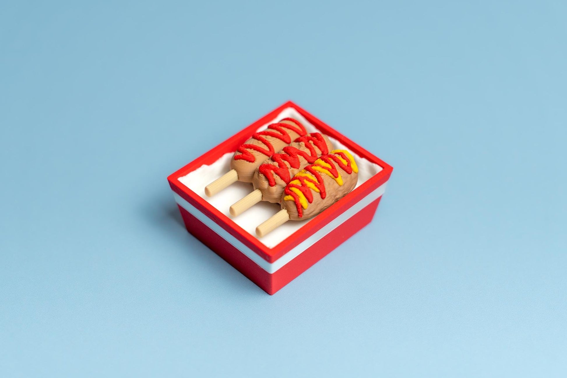 Tray of Corndogs Fidget Clicker with Wrist Strap or Keychain
