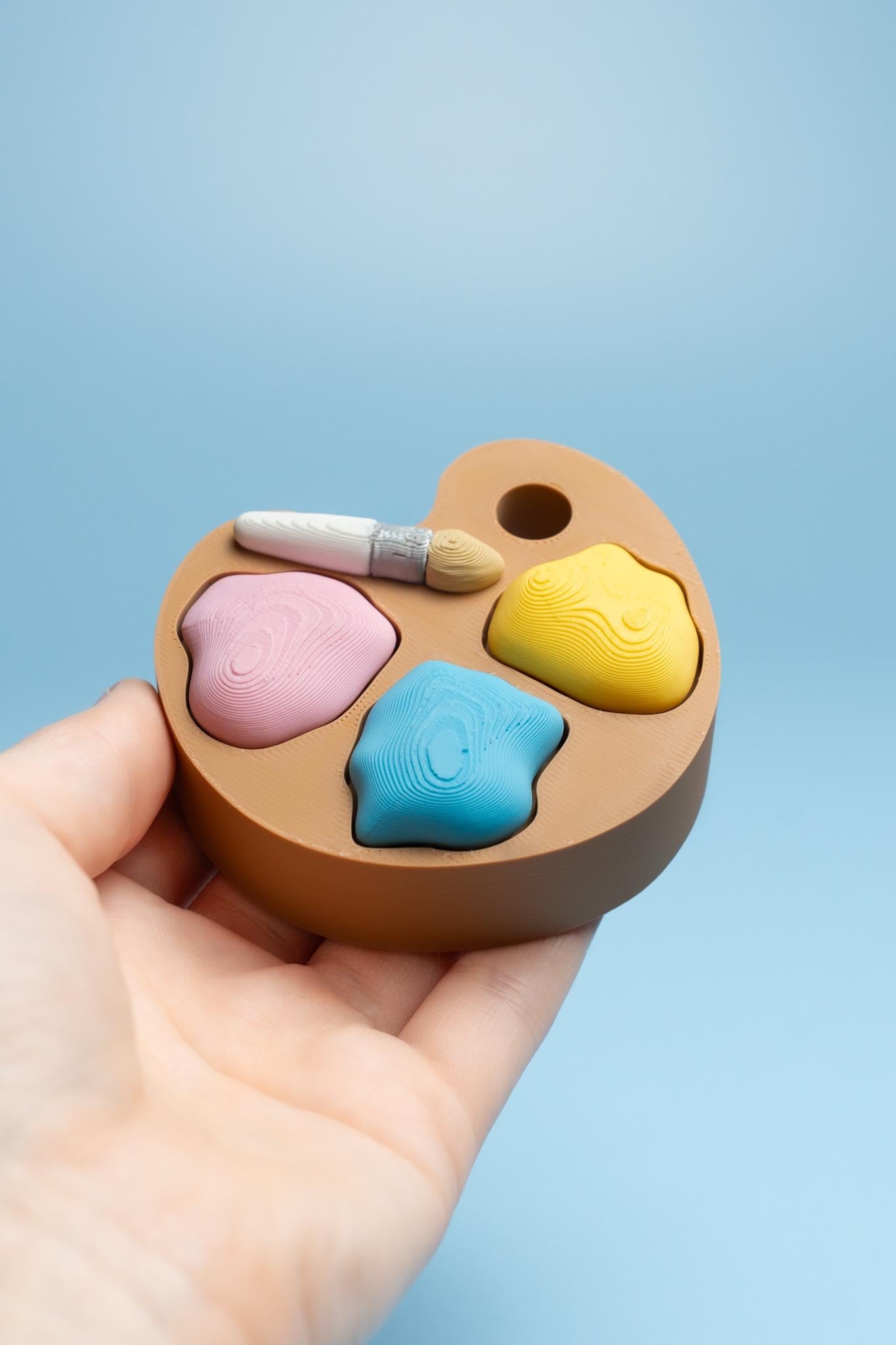 Artist's Paint Palette Multi Fidget Clicker with Wrist Strap or Keychain