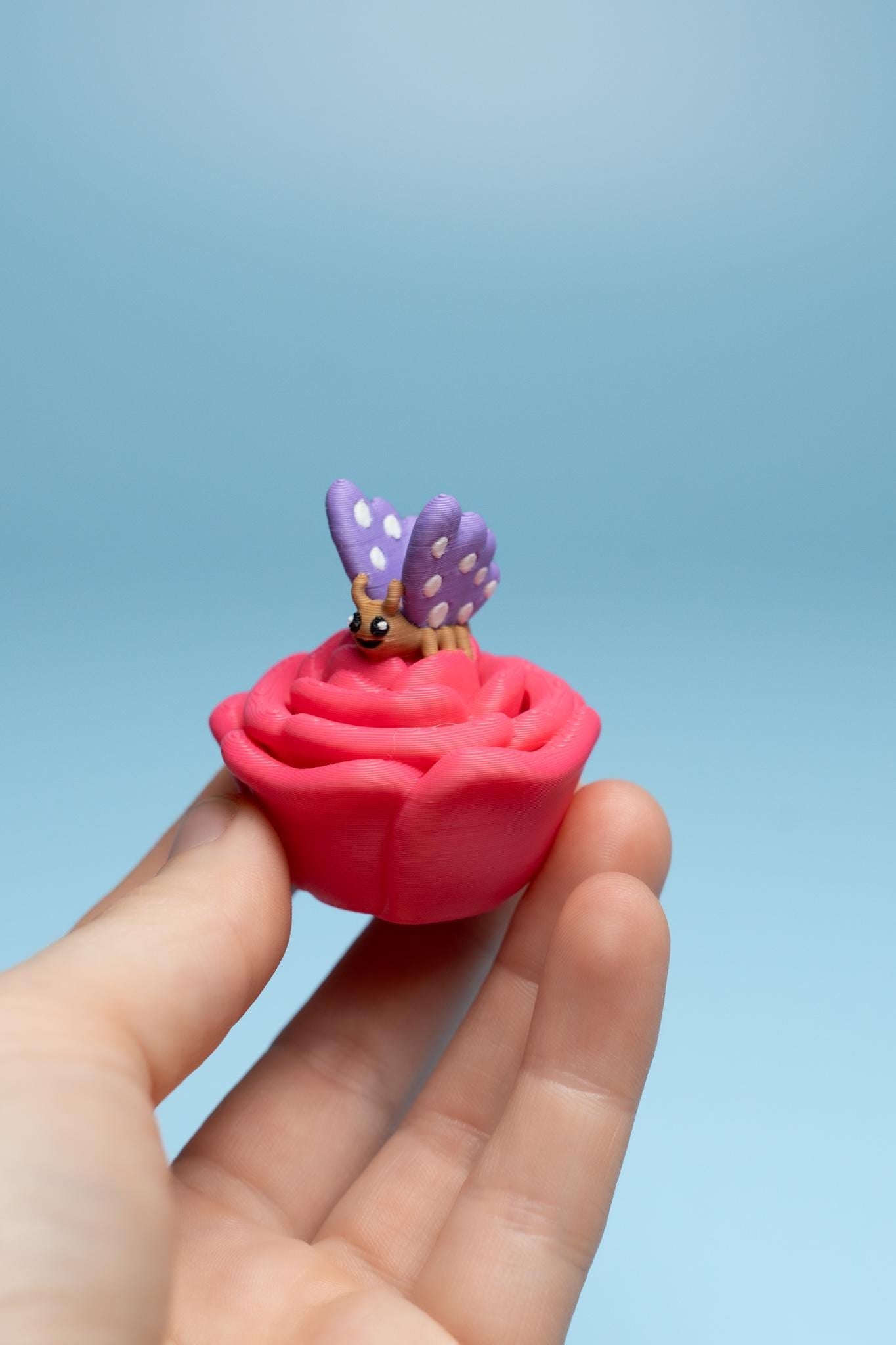 Butterfly on Flower Fidget Clicker with Wrist Strap or Keychain