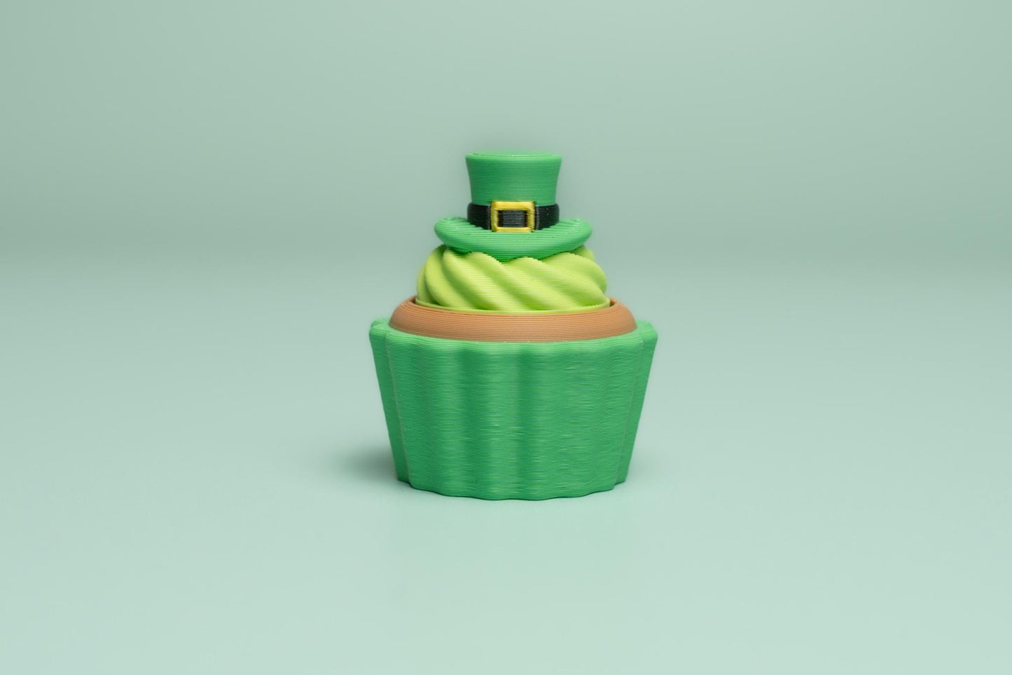 Leprechaun Hat Topped Cupcake St Patrick's Day Fidget Clicker with Wrist Strap or Keychain