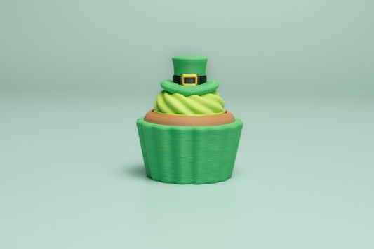 Leprechaun Hat Topped Cupcake St Patrick's Day Fidget Clicker with Wrist Strap or Keychain