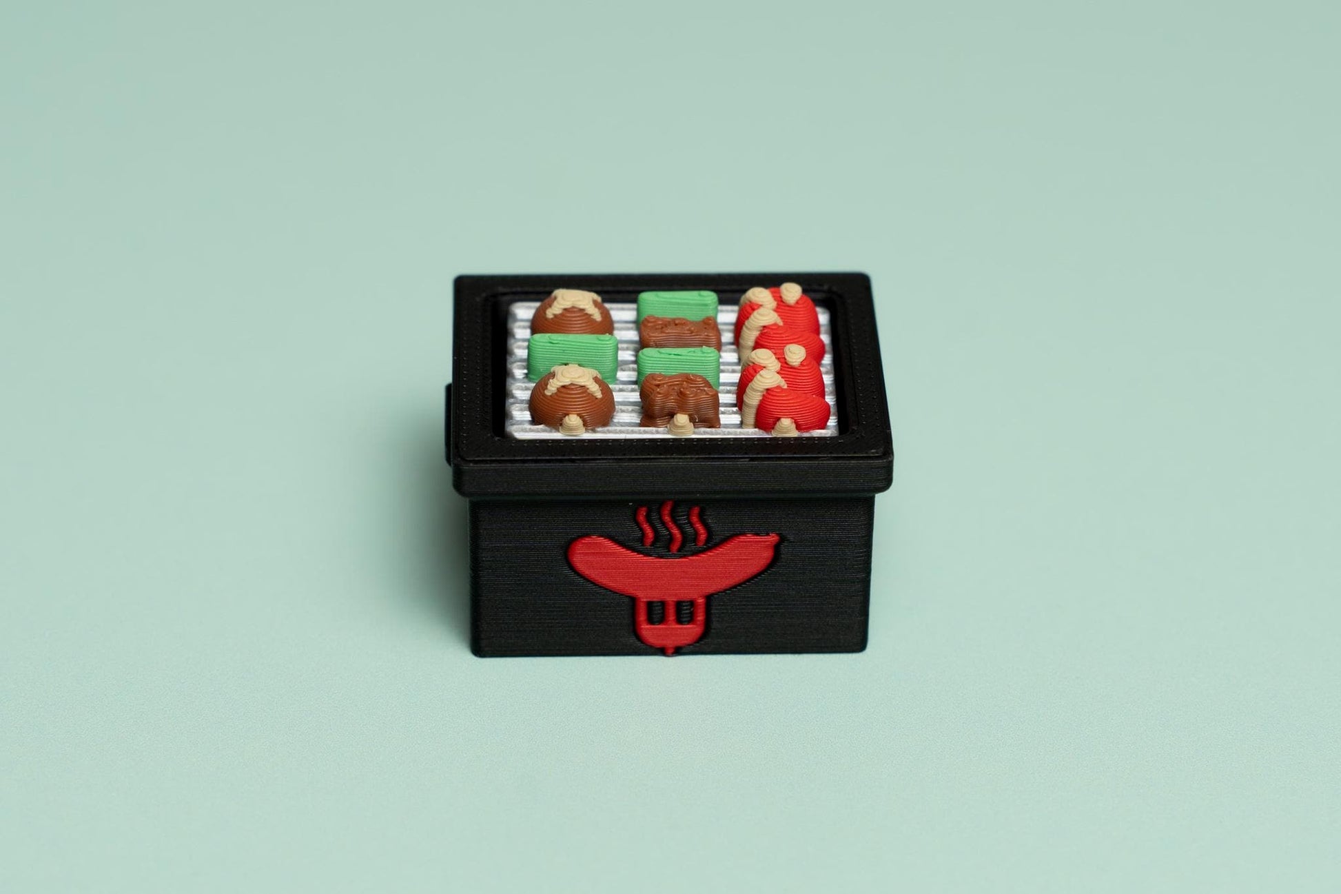 BBQ Grill with Skewers Fidget Clicker with Wrist Strap or Keychain