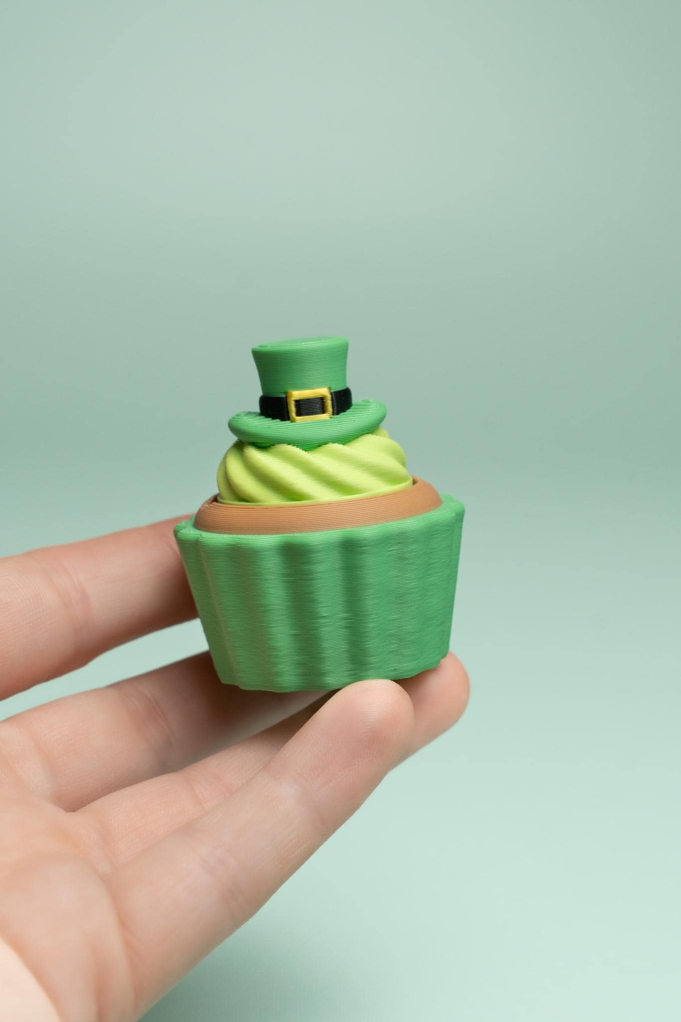 Leprechaun Hat Topped Cupcake St Patrick's Day Fidget Clicker with Wrist Strap or Keychain