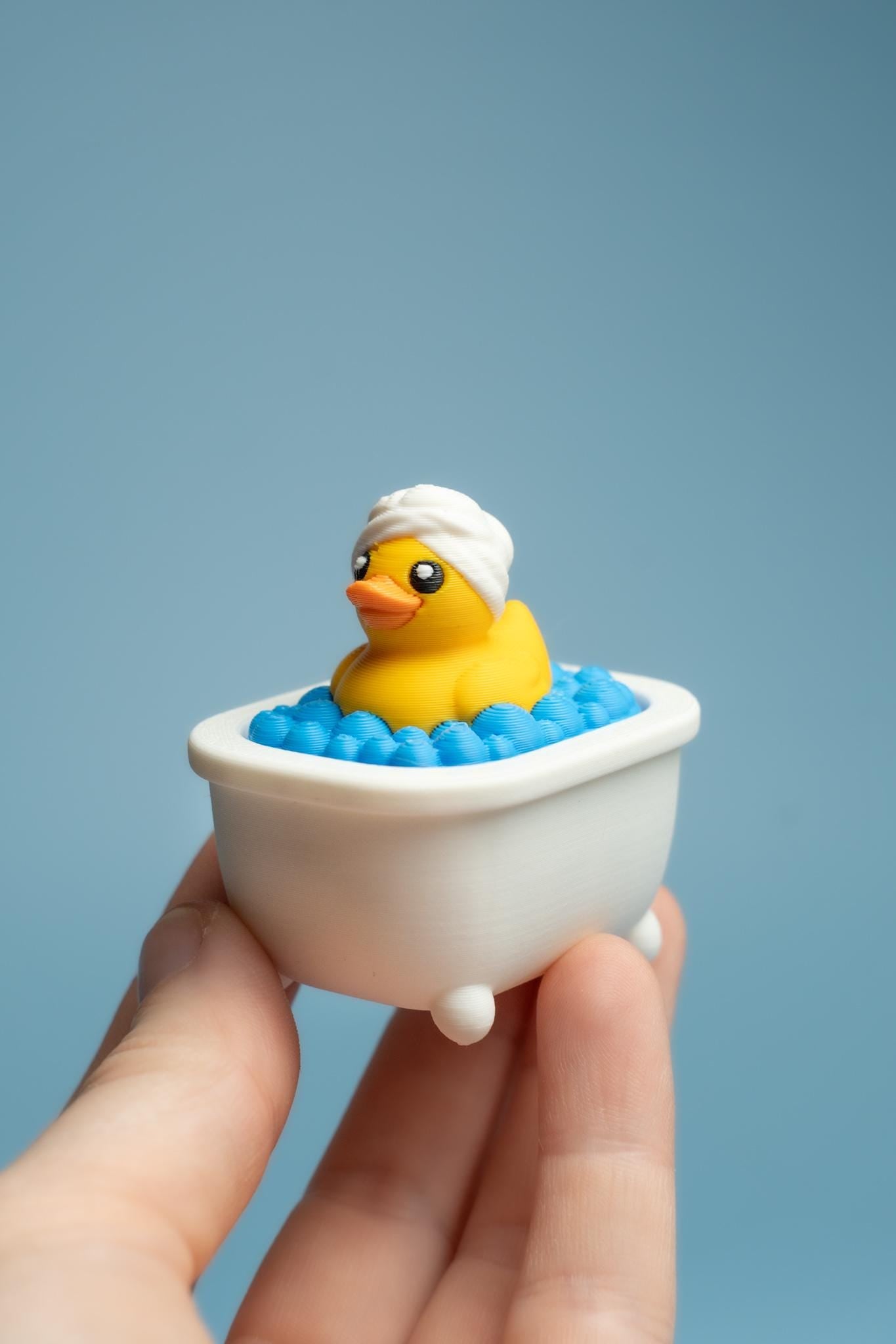 Duck in Bathtub Fidget Clicker with Wrist Strap or Keychain