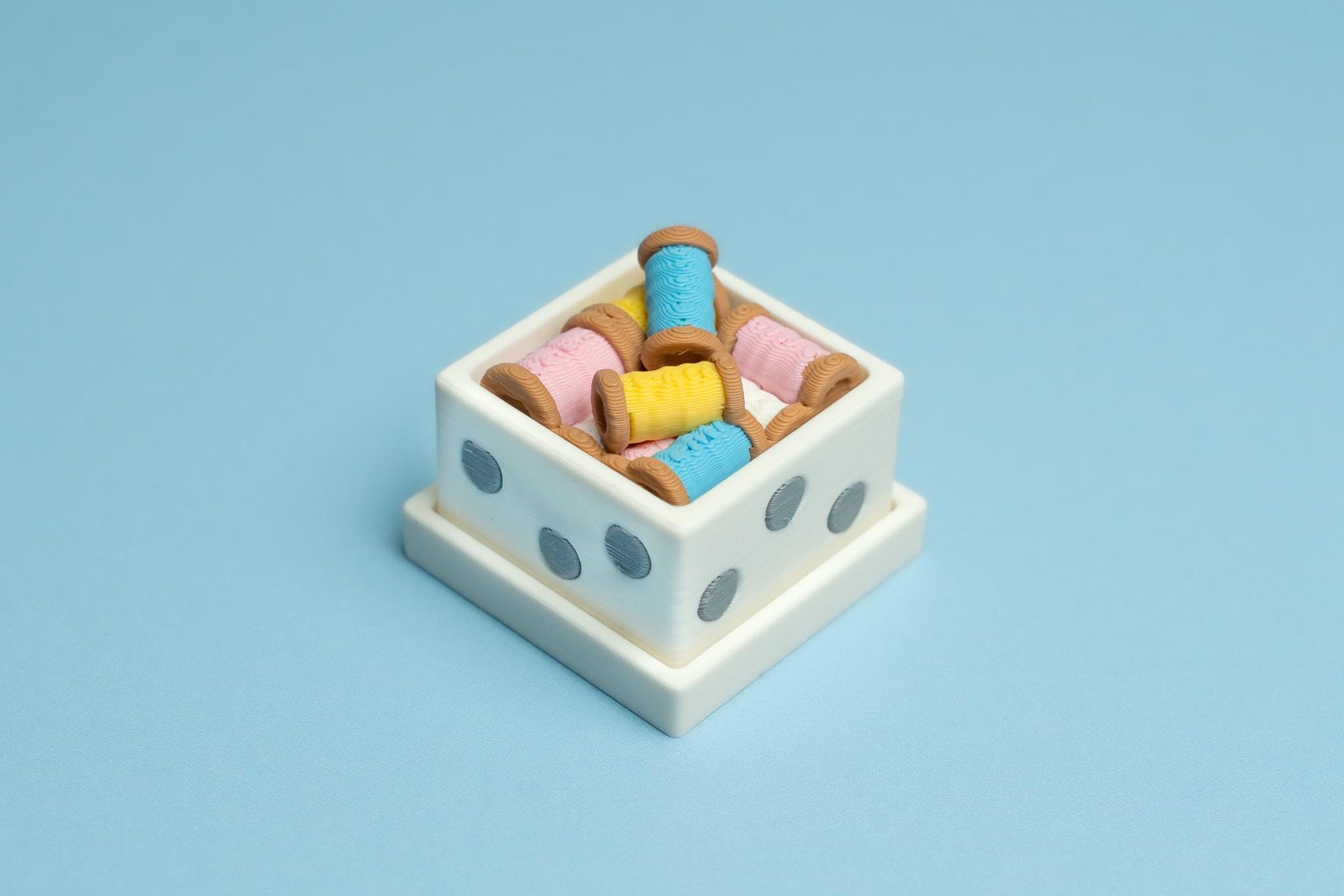 Sewing Box Filled with Spools of Thread Fidget Clicker with Wrist Strap or Keychain